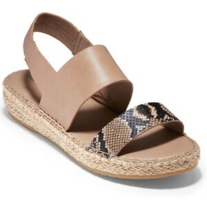 Cole Haan Women’s Cloudfeel Espadrille Sandal In Nude/Animal Print Sz9B Like New